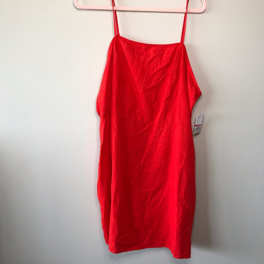 BP Linen Blend Mini Dress Orange Plus Size 2x